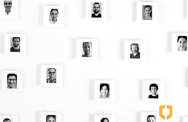 Pictures of people on a wall