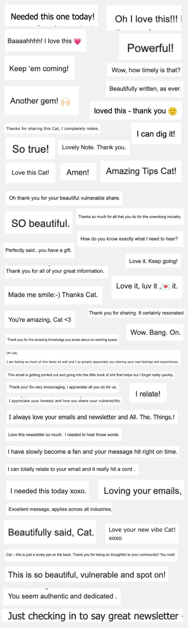 Cat Johnson email testimonials